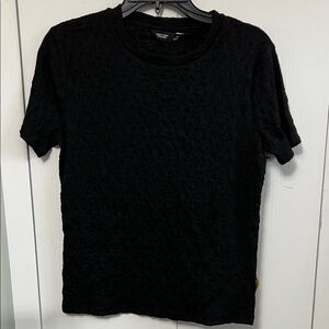 Simply Vera Vera Wang Textured Black Short Sleeve Tee
